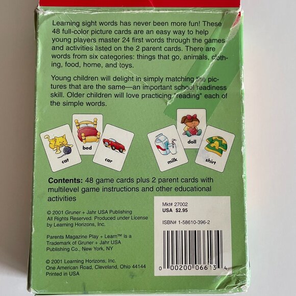 Learning Horizons Parents Magazine Picture Pairs 50 Game Cards - Picture 7 of 8